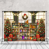 Lofaris Retro Vitrine Weihnachten Bäume Festlich Weihnachten Hintergrund